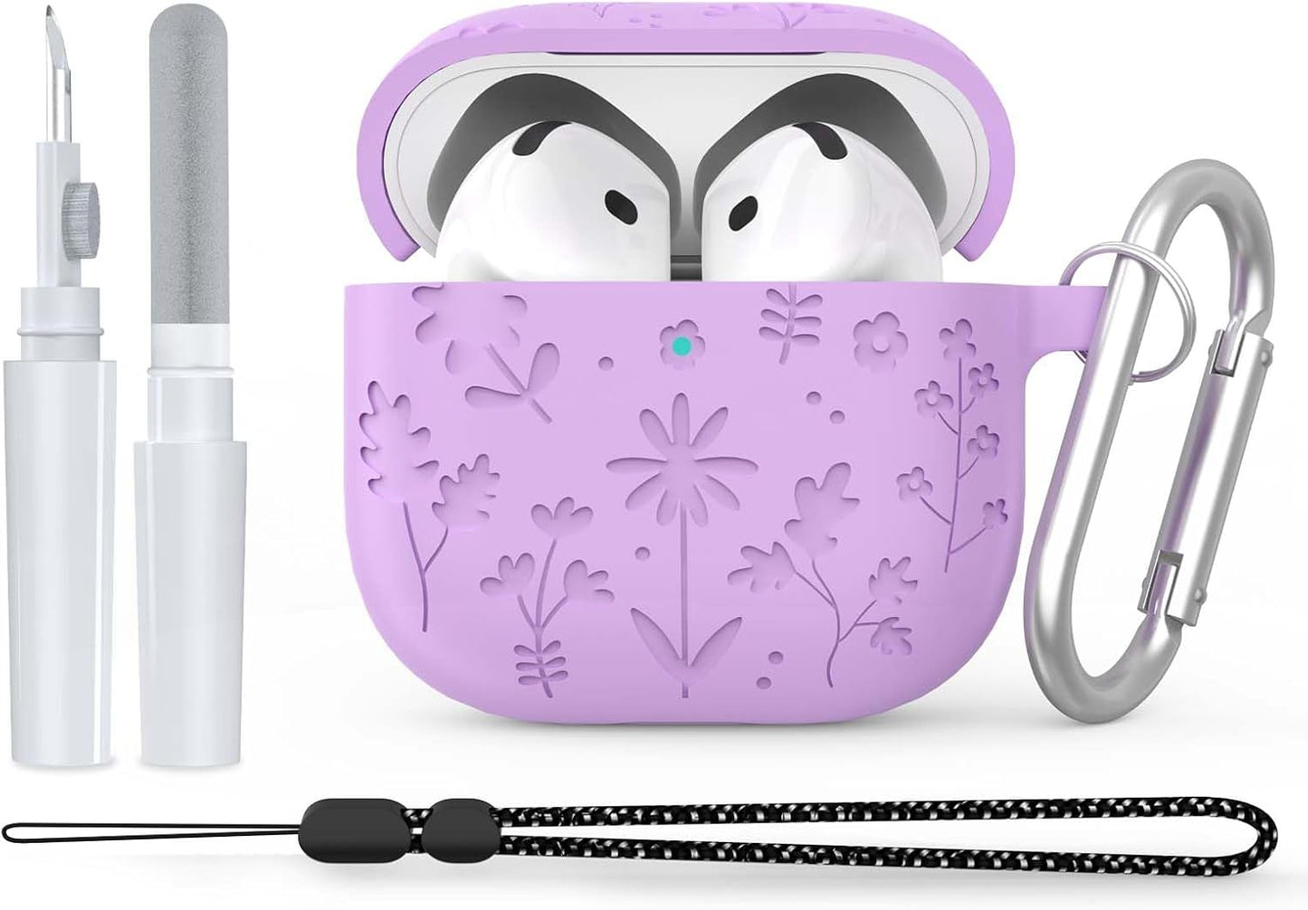 AGENTNANO Purple Flower Engraved AirPods 4 Case