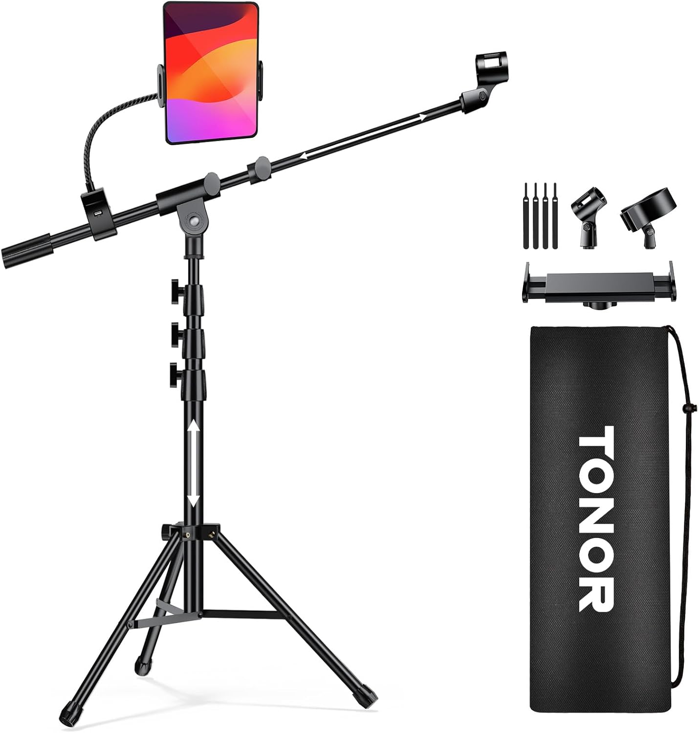 TONOR Microphone Stand with Tablet Holder for Versatile Use