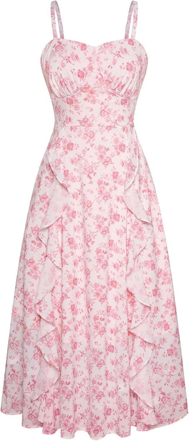 Boho Midi Sun Dresses for Women - Ruffle Casual Elegance