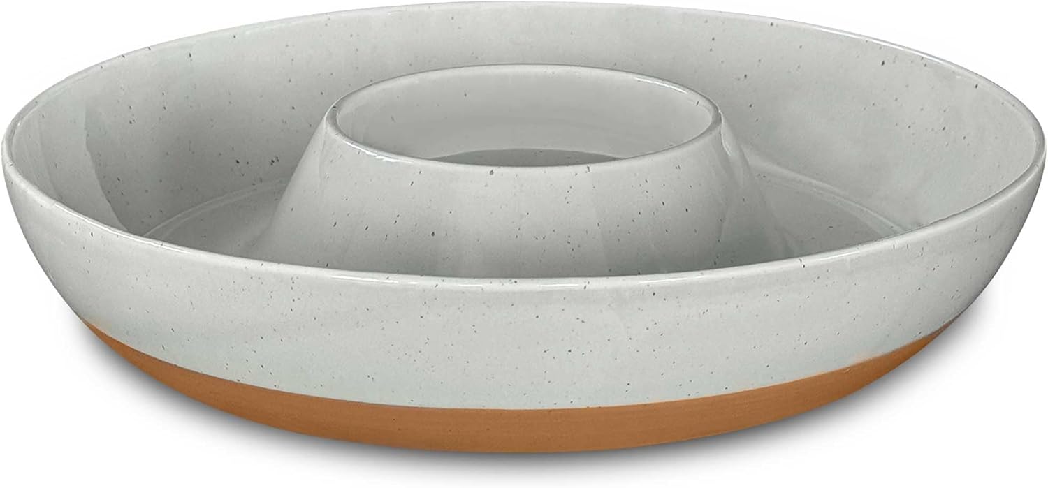 Mora Ceramic Chips and Dip Serving Tray for Modern Entertaining