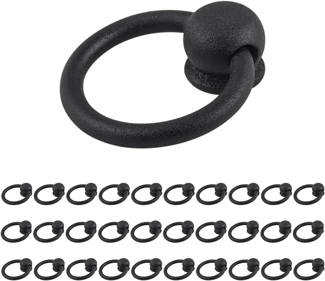 Black Wrought Iron Mission Ring Cabinet Pulls for Home Decor
