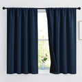 100% Blackout Navy Curtains 2 Panels 52in x 54in - Thermal Lined