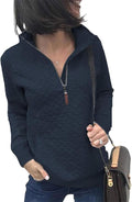 Women Quilted Lightweight Zipper Sweatshirt - Casual Relaxed Fit