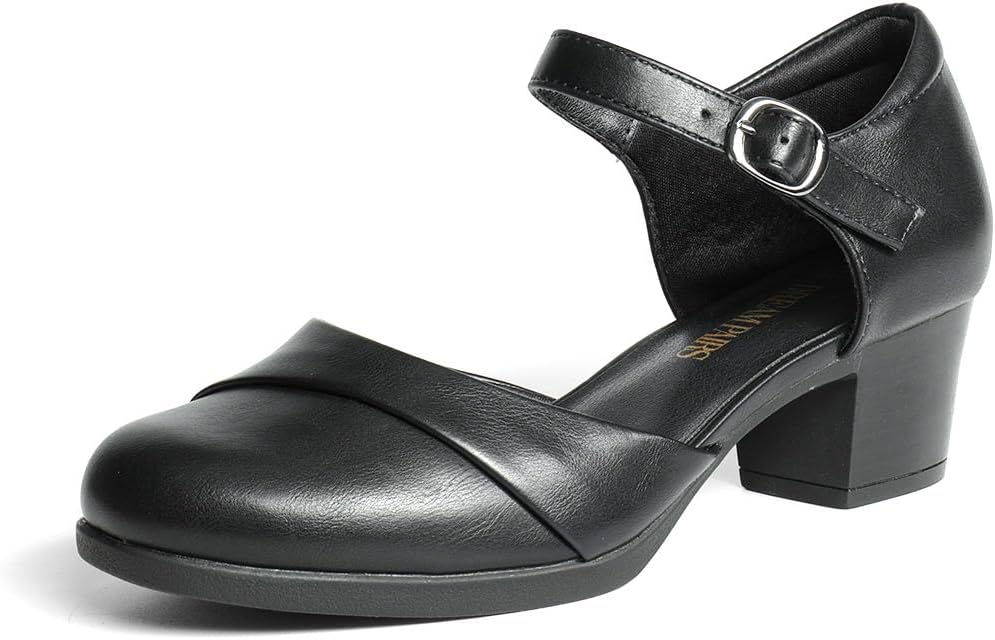 DREAM PAIRS Women's Comfortable Mary Janes with Low Block Heels