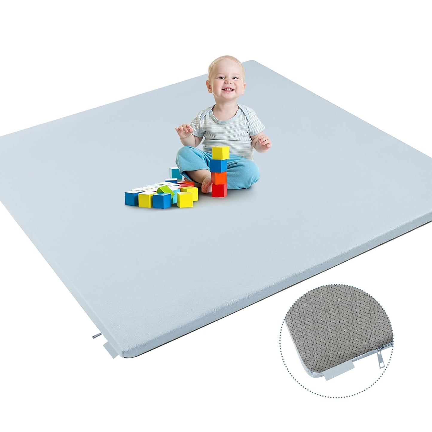 Stylish Padded Baby Play Mat for Safe Play Area - Blue