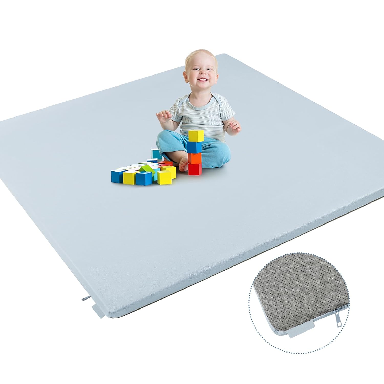 Stylish Padded Baby Play Mat for Safe Play Area - Blue