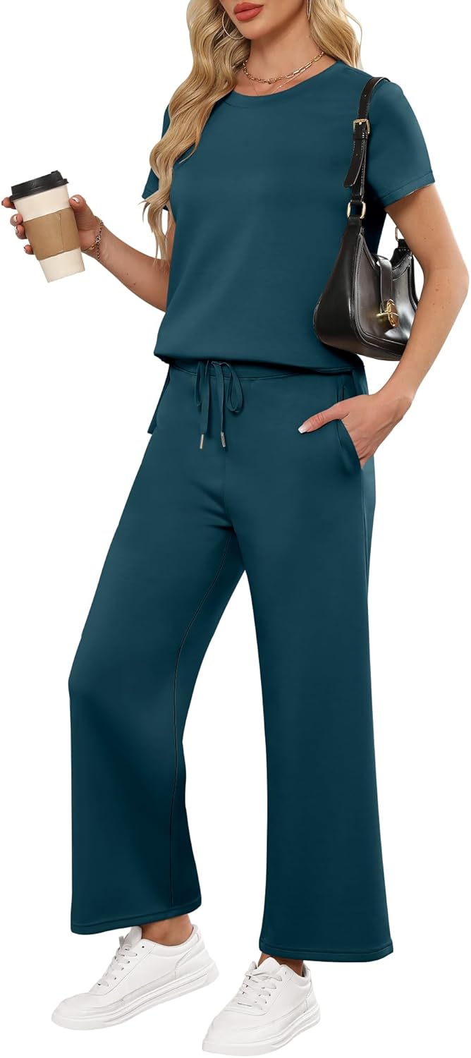 ANRABESS Women 2 Piece Lounge Sets for Summer Travel Comfort