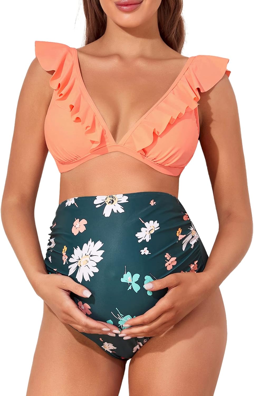 Summer Mae Maternity High Waist Swimsuit for Expecting Moms