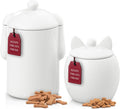 Dog and Cat Treat Container Set - Airtight Ceramic Canisters