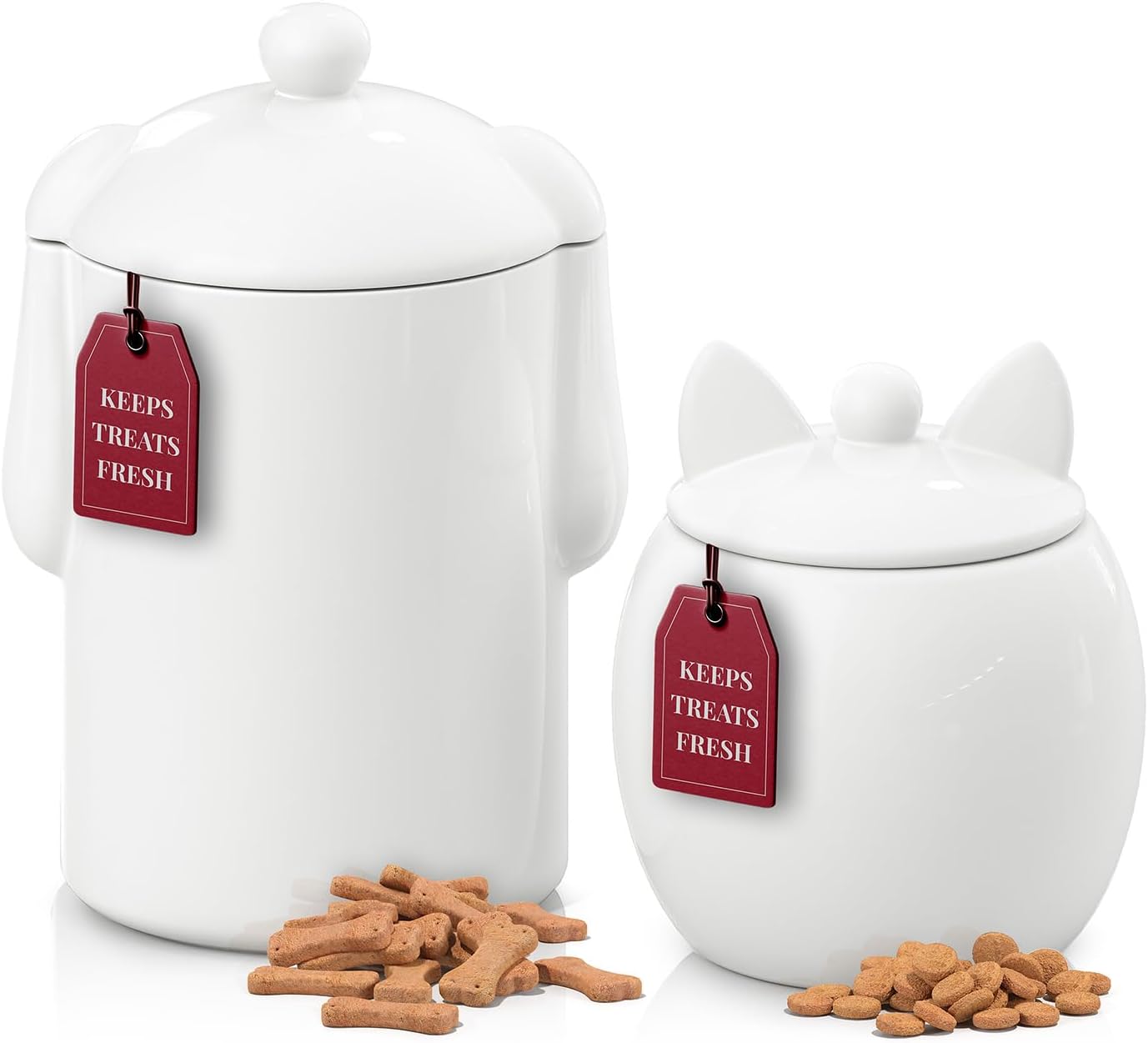 Ceramic Dog and Cat Treat Container Set for Fresh Storage