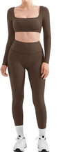 Women 2 Piece Workout Set - Compression Leggings with Pockets