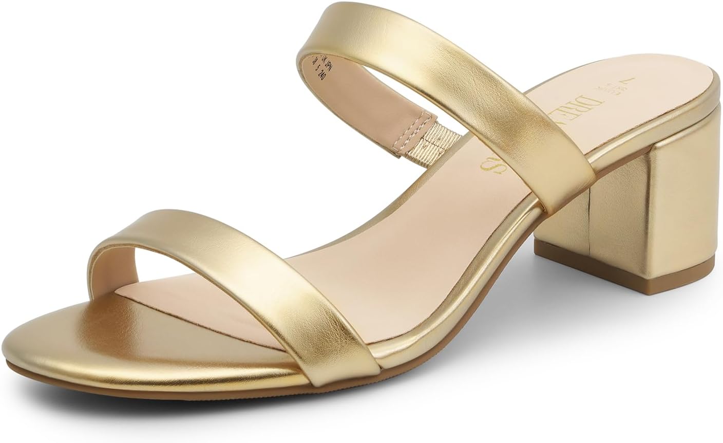 DREAM PAIRS Women's Two Strap Open Toe Low Block Heels Sandals