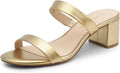 DREAM PAIRS Two Strap Open Toe Low Block Heels (Style 1F7Z)