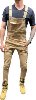 Men's Denim Bib Overalls Slim Fit Jumpsuit with Pockets - Stylish