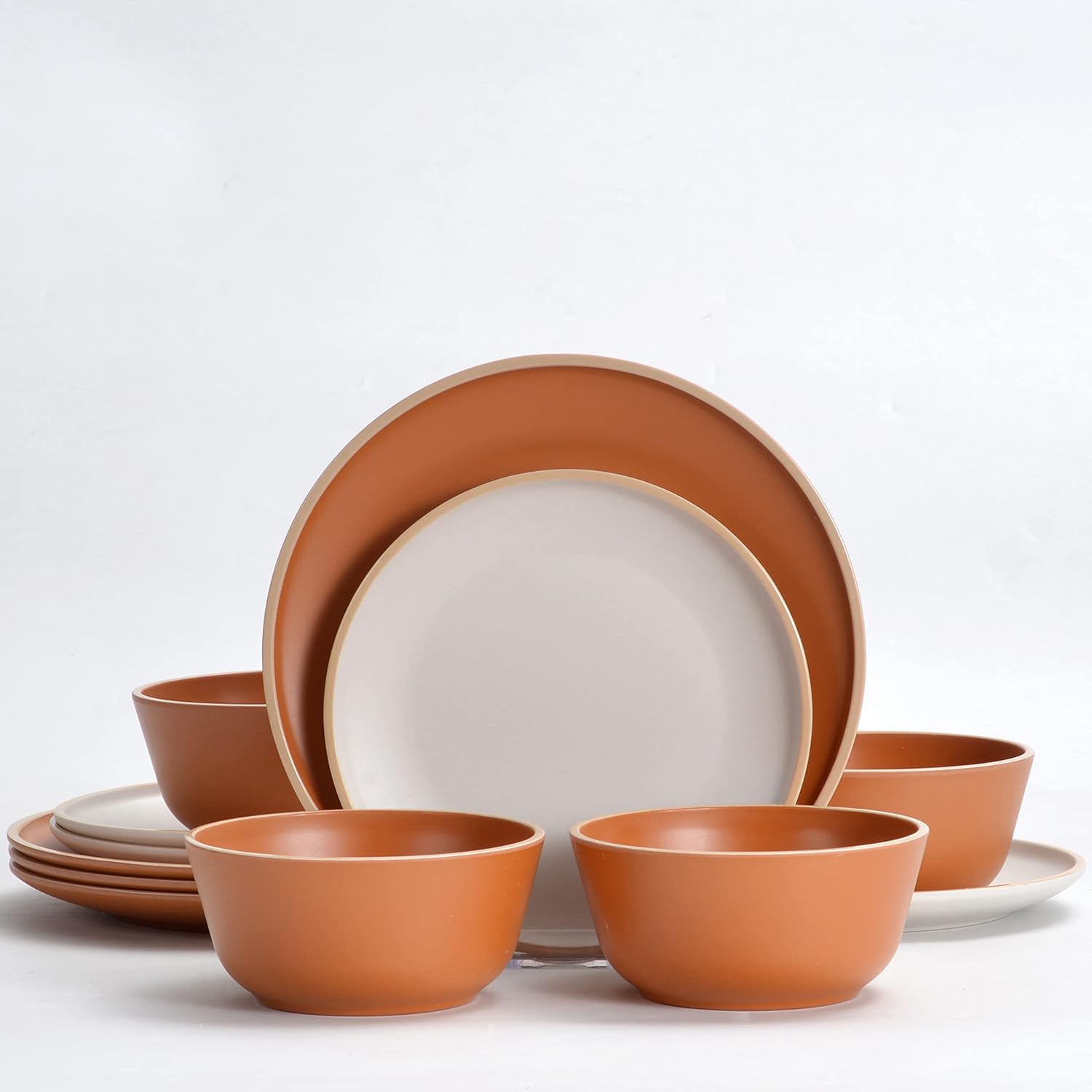 Unbreakable Melamine Dinnerware Sets for 4 - 12pcs Red Set