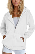 Women Zip Up Hooded Sweatshirt Lightweight Fleece Lined Jacket