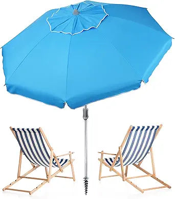 Keten 6.5ft Beach Umbrella with Sand Anchor for Ultimate Shade