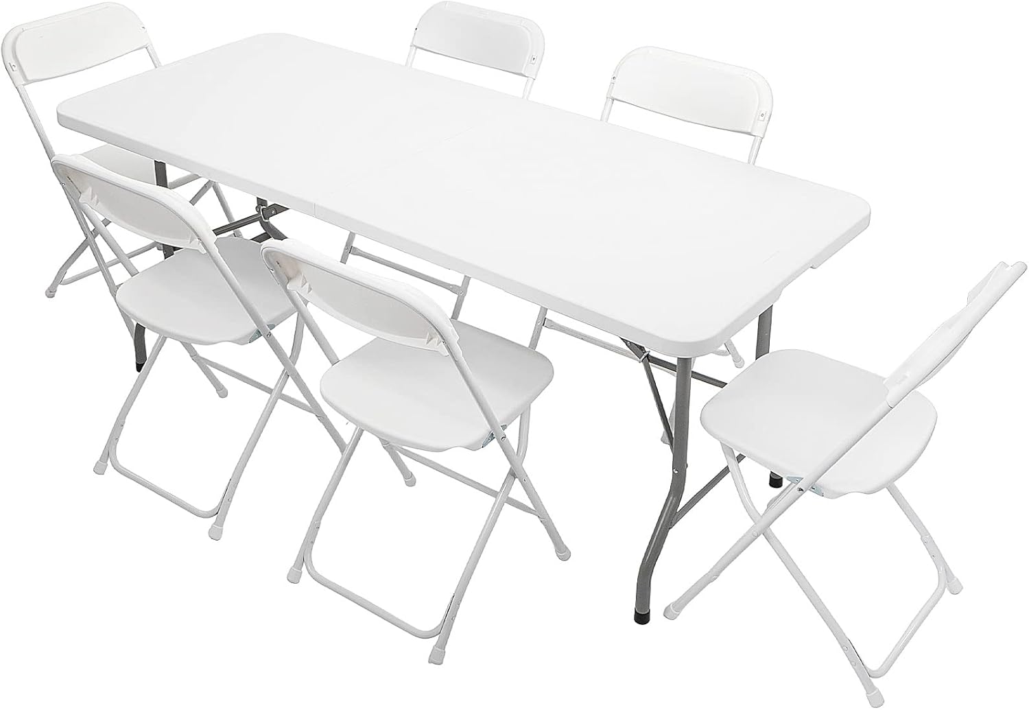 VINGLI 6 FT Plastic Folding Table Set with 6 Chairs for Events