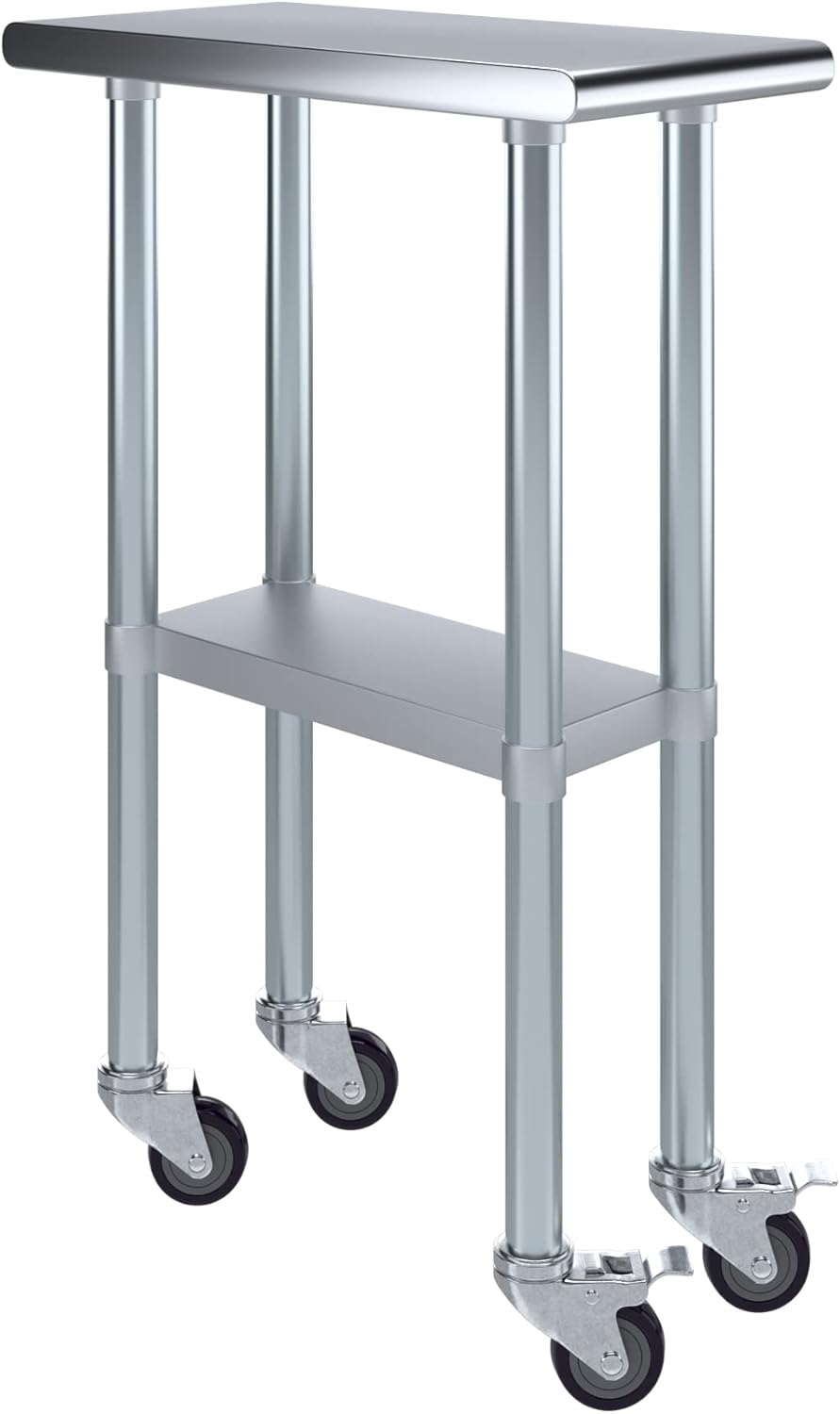 AmGood Stainless Steel Work Table with Wheels for Kitchen Use