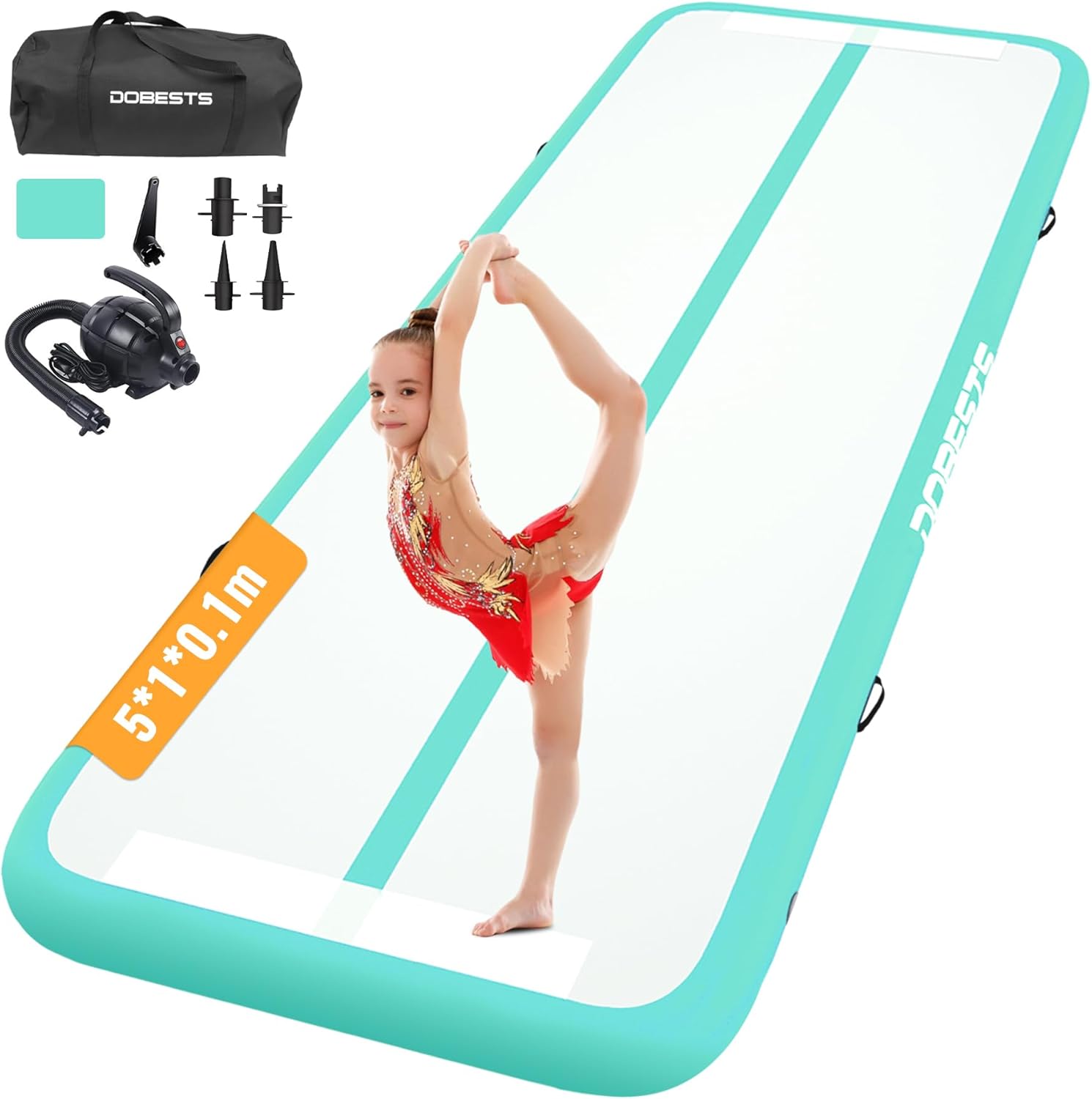 DOBESTS Inflatable Tumble Track Gymnastics Mat for Home Use