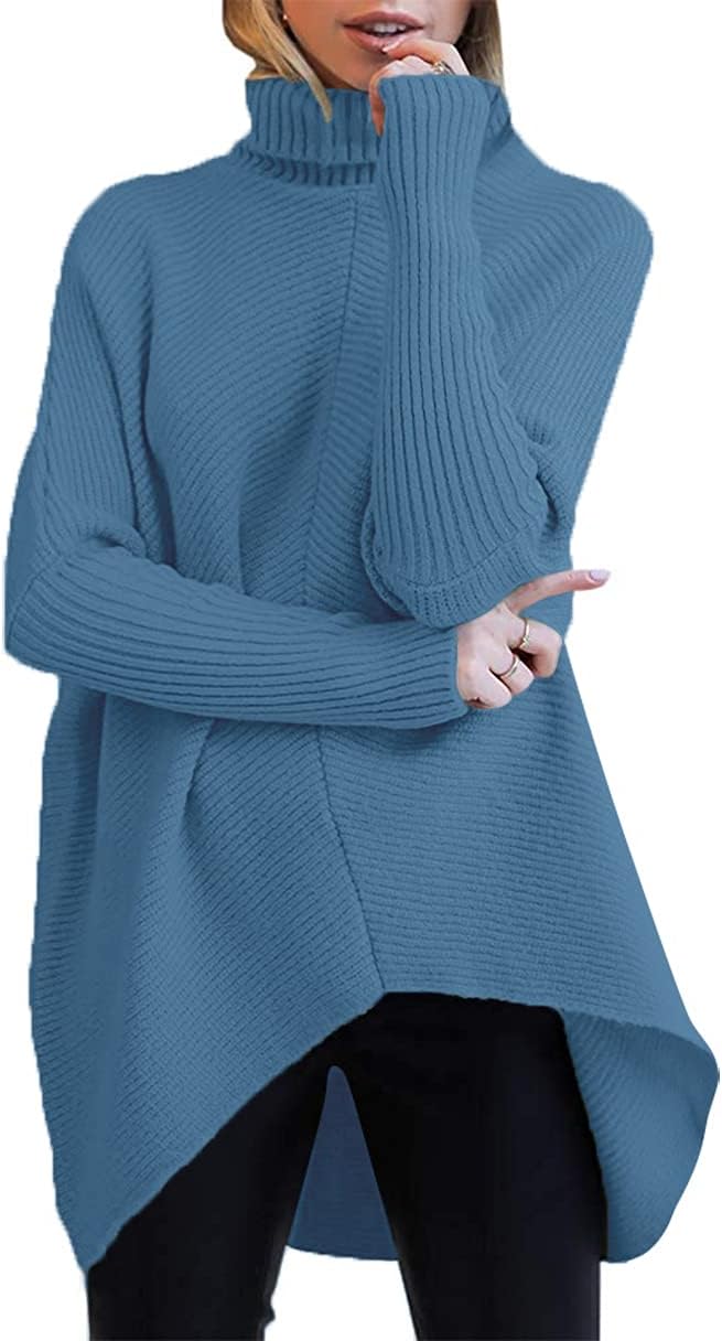 ANRABESS Womens Oversized Turtleneck Cozy Knit Sweater