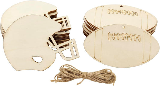32 Football Helmet Wood Ornaments Set
