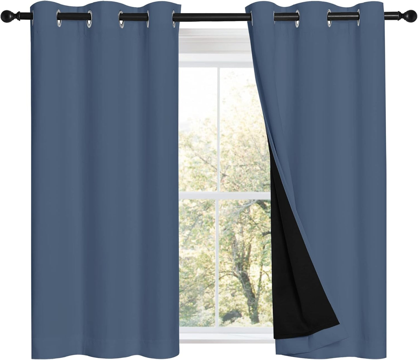 NICETOWN Stone Blue 100% Blackout Curtains for Boys Room