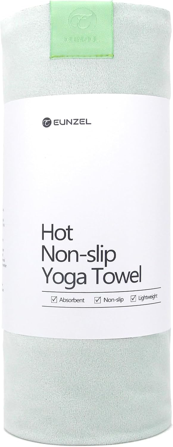 Eunzel Hot Yoga Towel: Super Absorbent Non-Slip Suede Microfiber for Enhanced Grip! 72x26.5 Green
