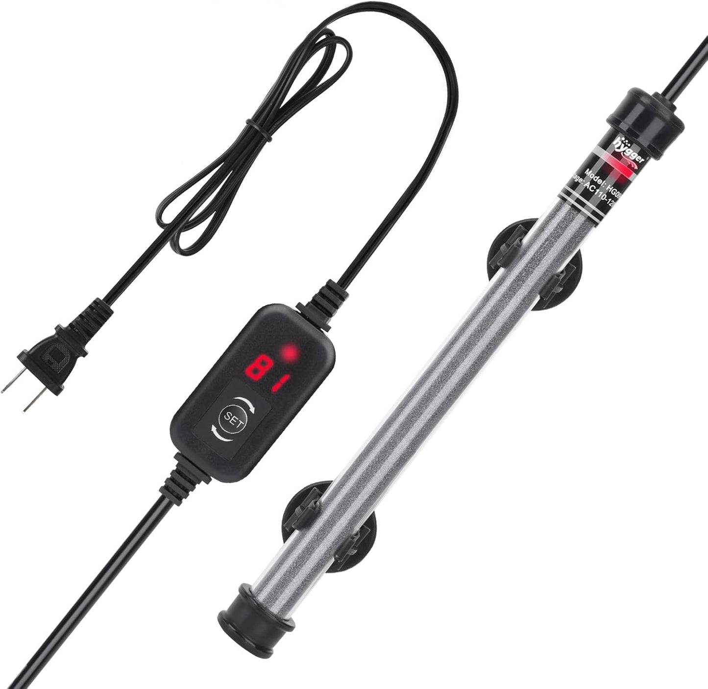 Hygger Submersible Aquarium Heater, LED Display, Adjustable - Ideal for 40/48 Gallons