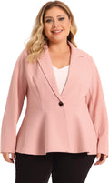 Agnes Orinda Women's Plus Size Notch Peplum Blazer - Dressy Work