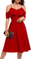 Bbonlinedress Womens Off The Shoulder Cocktail Dress - Elegant Fit red