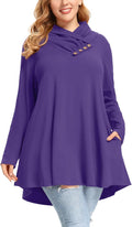 Womens Plus Size Cowl Neck Sweatshirt Tunic with Pockets - Comfortable