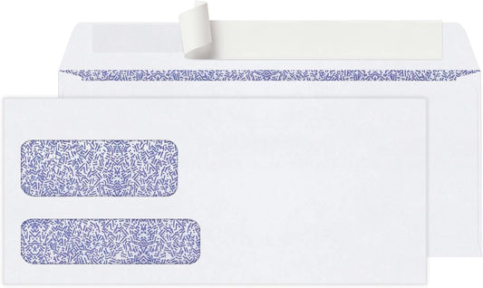 250 Double-Window Envelopes, White, Clean Seal(TM)!