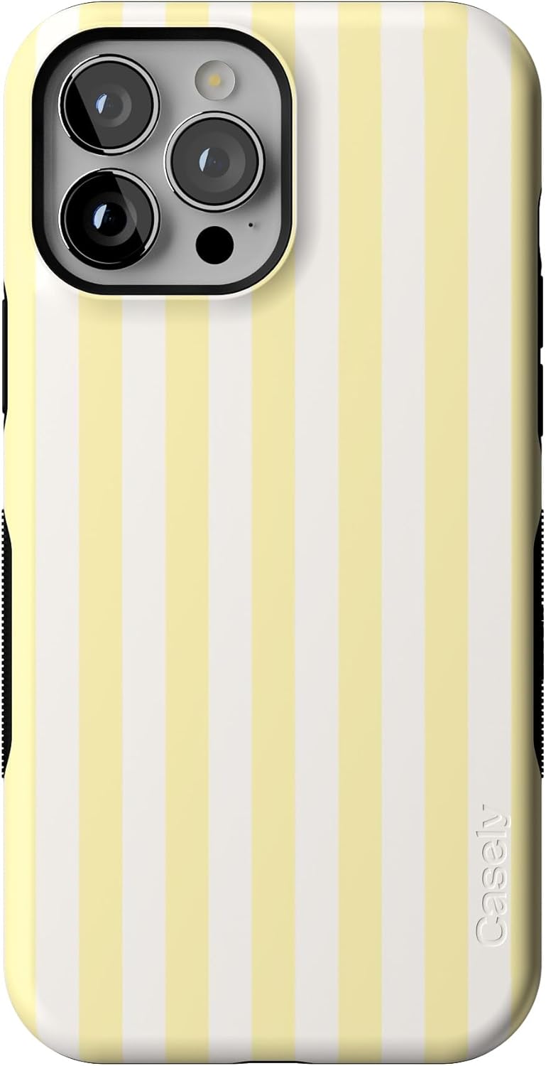 Bold Protective iPhone 13 Pro Max Case with Yellow Stripes