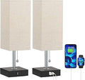 Bedside Lamps for Bedrooms Set of 2 - USB Nightstand Table Lamps