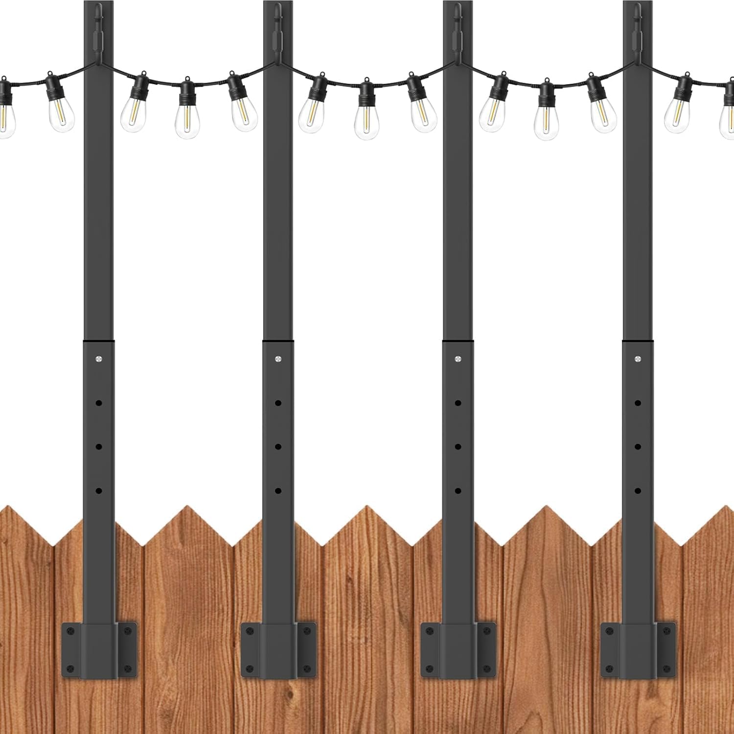 4 Pack 2.8FT String Light Poles for Outdoor Lighting Needs