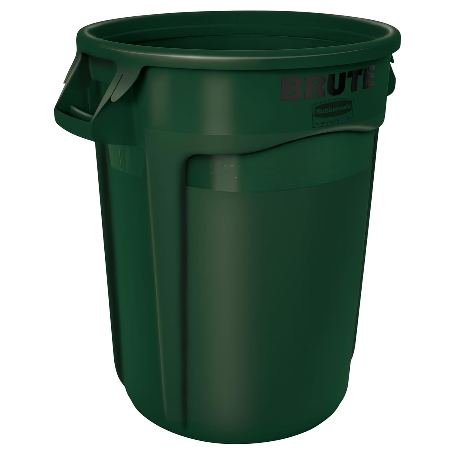 BRUTE Heavy-Duty Round Vented Trash Can, 55-Gallon, Green