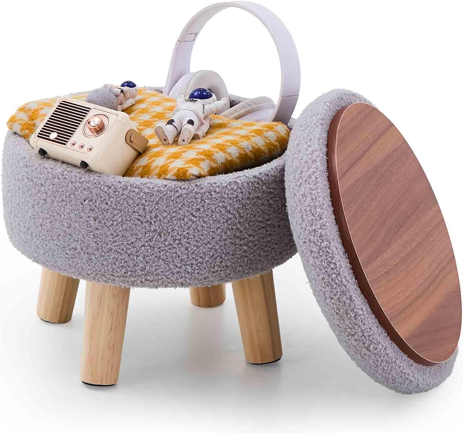 Wimarsbon Storage Ottoman: Modern Round Footrest for Any Space