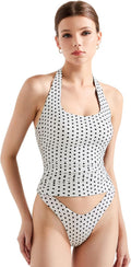 SUUKSESS Women Halter Tank Tops Double Lined Backless Y2K Trendy see