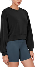 Modal Soft Cropped Sweatshirt for Women - Oversized Crew Pullover