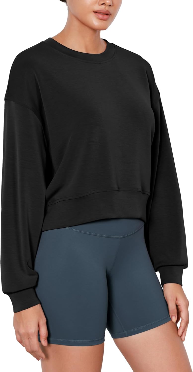 ODODOS Modal Soft Long Sleeve Cropped Sweatshirts for Women