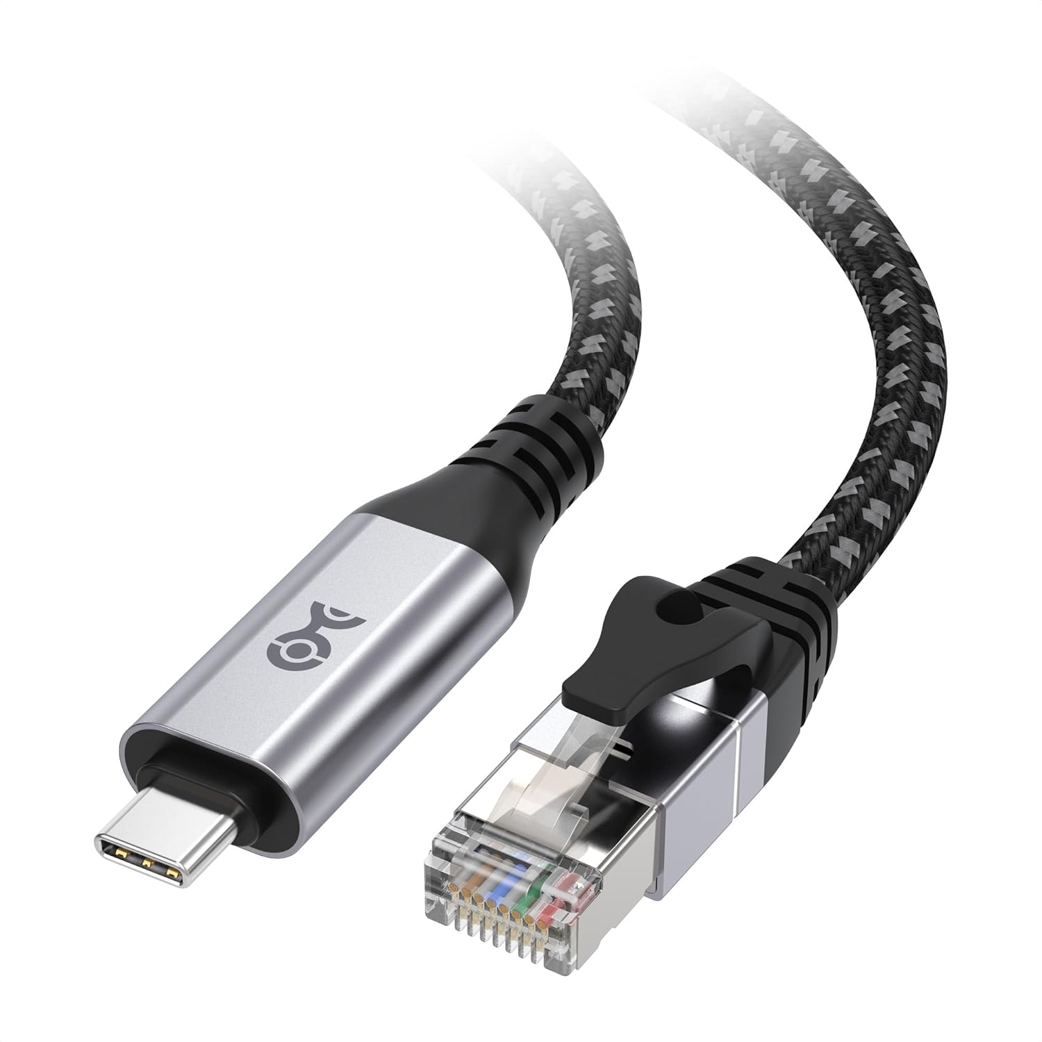 Fast Gigabit Ethernet USB C Cable - Thunderbolt 4/5 Compatible