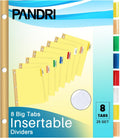 Binder Divider PANDRI 200 Pack with 8 Multicolor Insertable Tabs