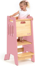 Toddler Tower with Sliding Door and 3 Heights - Stable Kitchen Stool