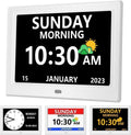 10 Inch Clock with Day and Date for Elderly - Large Display