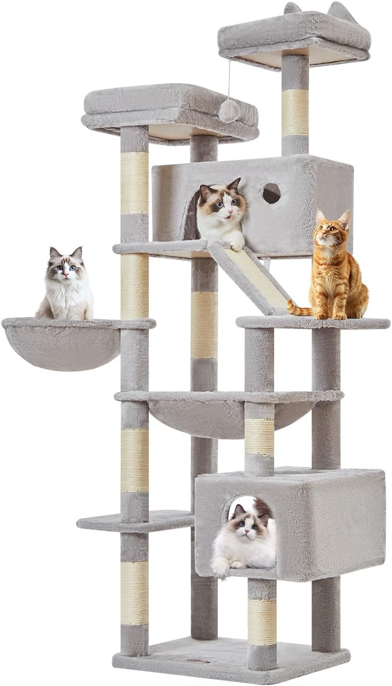 Taoqimiao 71-Inch Cat Tree with Cozy Hammock and Scratching Posts