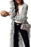 ZIWOCH Women's Long Cardigan Coats Cable Knit - Soft Open Front