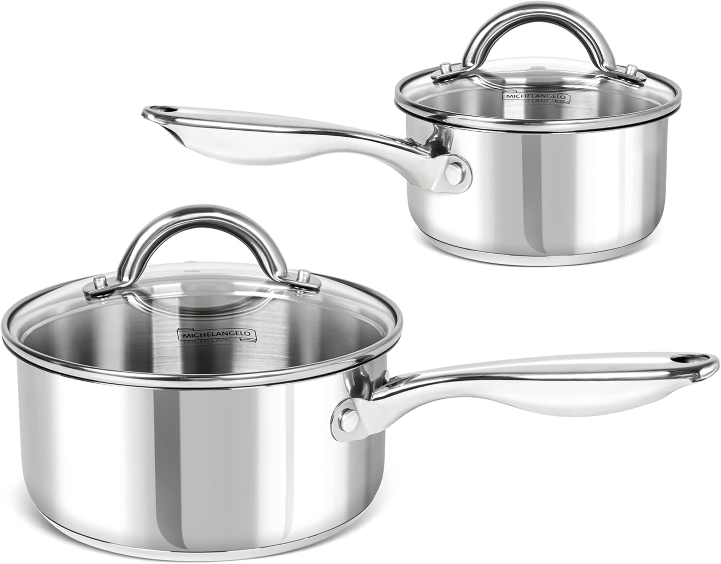 MICHELANGELO 4pc Saucepan Set with Lids for All Stovetops
