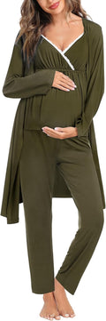 SWOMOG Maternity Nursing Robe Set 3 Piece - Dark Nursing Pajamas