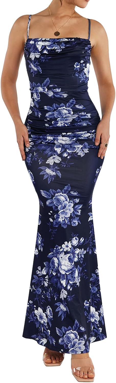EYNMIN Women's Sleeveless Bodycon Corset Maxi Dress for Elegance